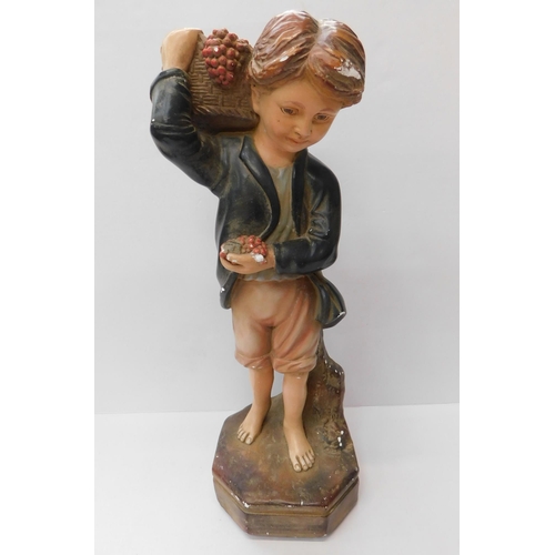 58a - 1930's - Chalk figure/boy with a basket - approx 18.5