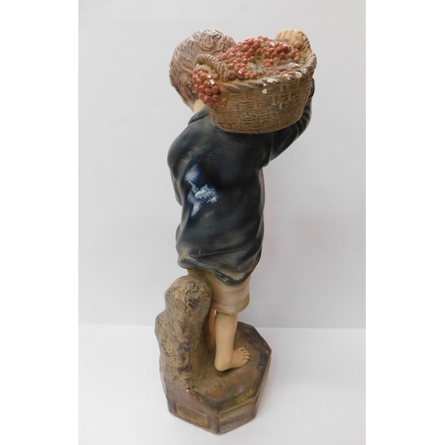 58a - 1930's - Chalk figure/boy with a basket - approx 18.5