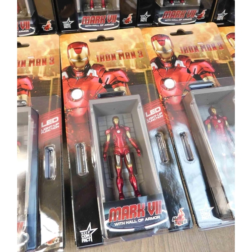 592 - 10x New and carded Marvel Iron Man 3 Mark VII figures with LED light up function