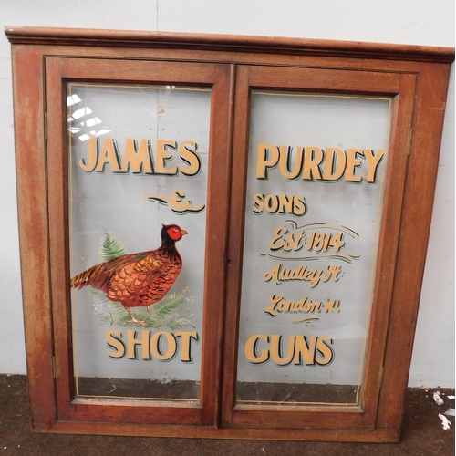 630 - James Purdey and Son shot guns advertising in wooden window frame - approx. 41