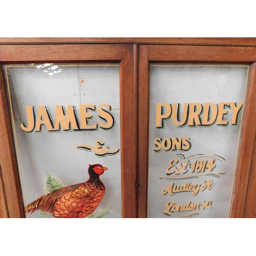 630 - James Purdey and Son shot guns advertising in wooden window frame - approx. 41