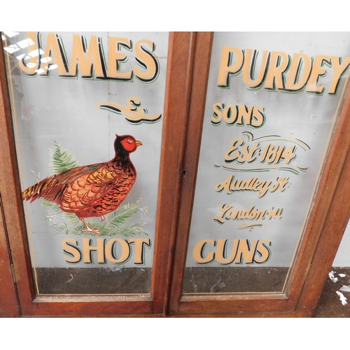 630 - James Purdey and Son shot guns advertising in wooden window frame - approx. 41