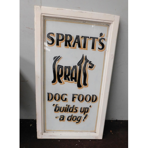 638 - Advertising on glass frame 'Spratt's' dog food - approx. 22