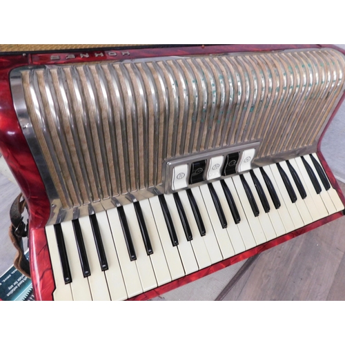 655 - Hohner Carena IIIM accordion & song book with case