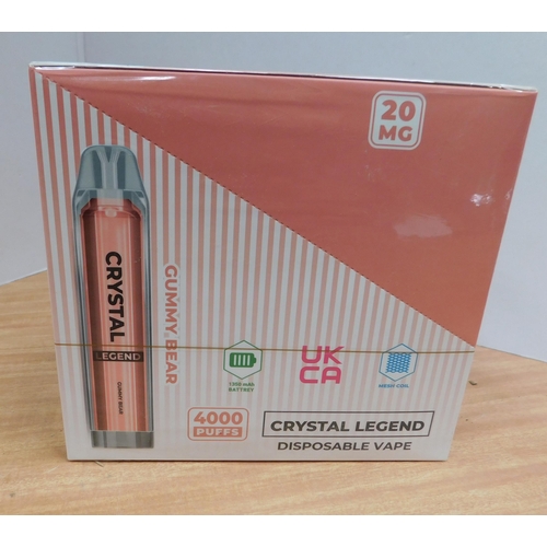 718 - New/sealed Crystal Legend disposable vapes 'Gummy Bear'