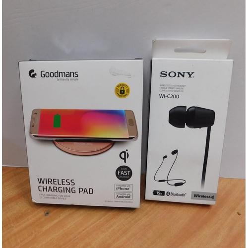 721 - Goodman's wireless charging pad and Sony wireless stereo headset