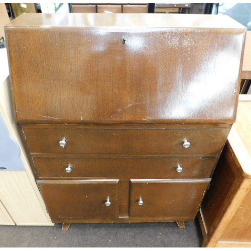 753 - Oak coloured drop fronted cabinet