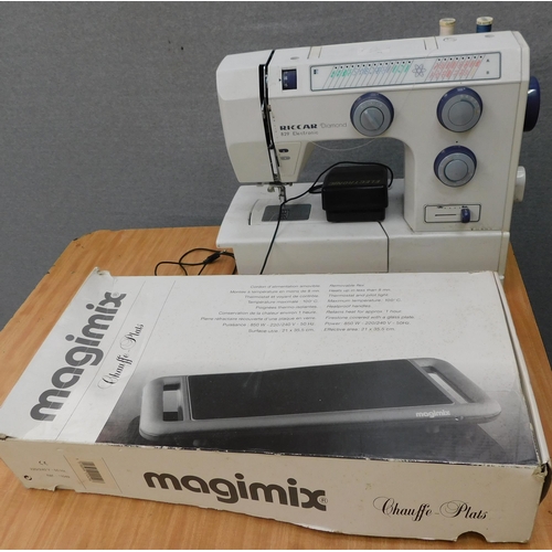 798 - Magimix hotplate (as new) + Riccar diamond sewing machine-unchecked...