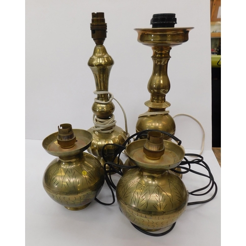 90A - Four - brass table lamps