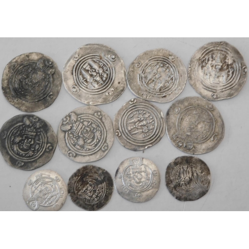 135 - Twelve - antique silver coins & tokens - including Persian & Hormizd Drachma