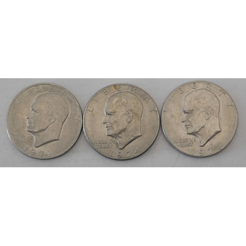 138 - Three - American/Eisenhower - One Dollar coins dated 1971/74 & 78