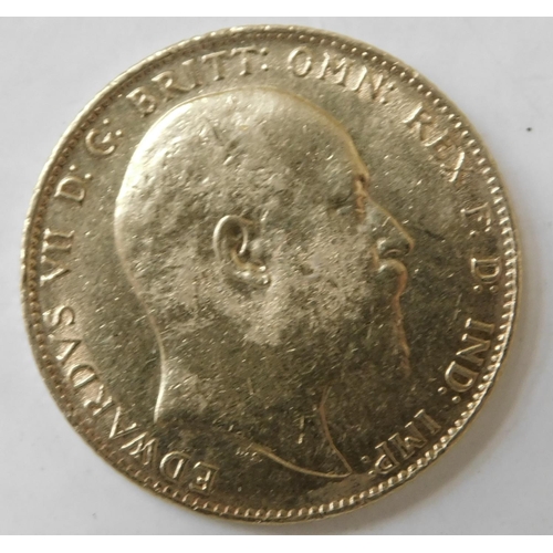 164 - Antique - 22ct Gold 1909 dated/Edward VII - Full Sovereign coin