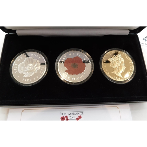 25 - Jubilee Mint - 2016 Remembrance Day - £5 coin collection with C.O.A