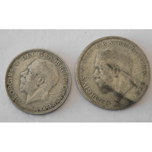 36 - Two - George V era - silver coins/1931 Half Crown & 1935 Florin