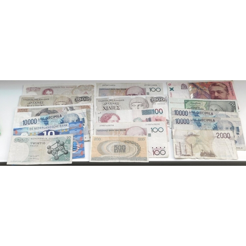 42 - Twenty - mixed European & All World bank notes - including Lire/Francs/Pesetas & Guilden