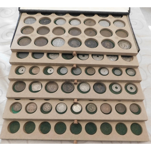 55 - Approximately - 350 mixed coins/in felted trays