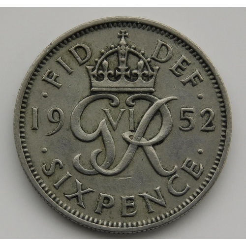 6 - 1952 dated - George VI - Six Pence coin