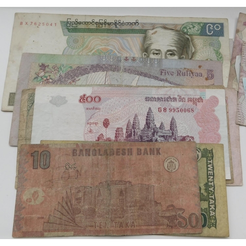 60 - All World Bank notes - Antique & vintage including India/Pakistan/Bangladesh & Burma - 30 in total