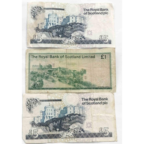 94 - Two - The Royal Bank of Scotland - Five Pound notes & One Pound note