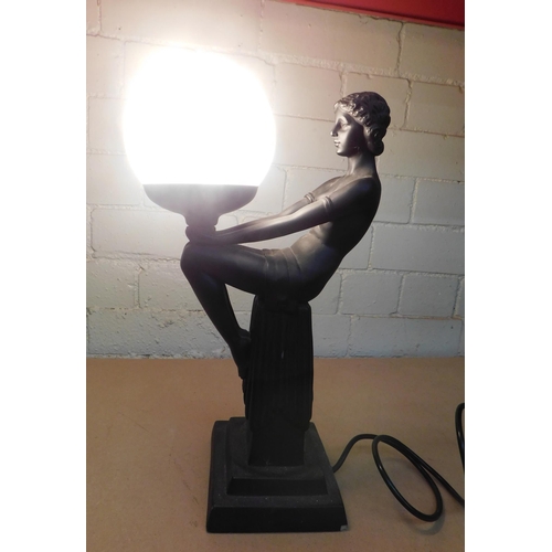 102 - Art deco style - figural lamp/w.o