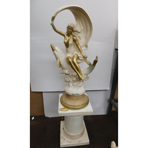 135 - Plaster - Art Nouveau style - figure on plinth - approx. 45