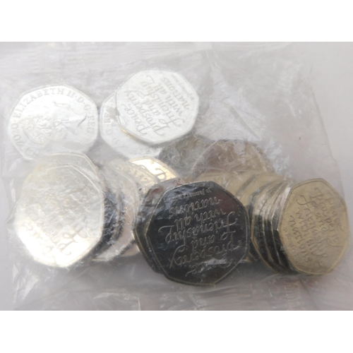 165 - £10 bag of Fifty pence pieces/uncirculated