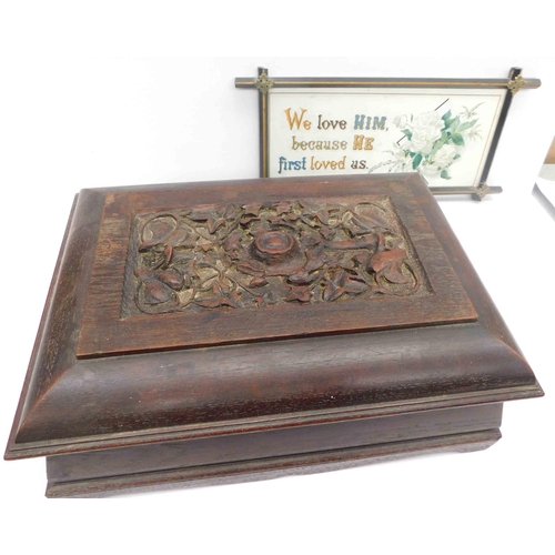 278 - Vintage - wooden/Bible box & framed print