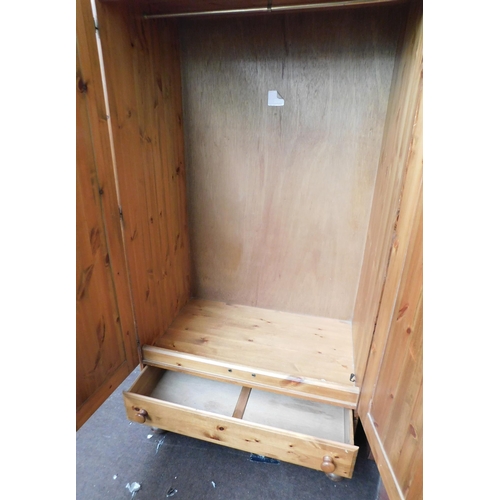 586 - Double pine wardrobe with 2 drawers