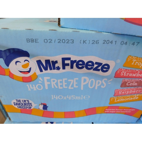 613 - 10x Full boxes of 140 x 45ml Mr Freeze freeze pops - 5x flavours, BB 02/23