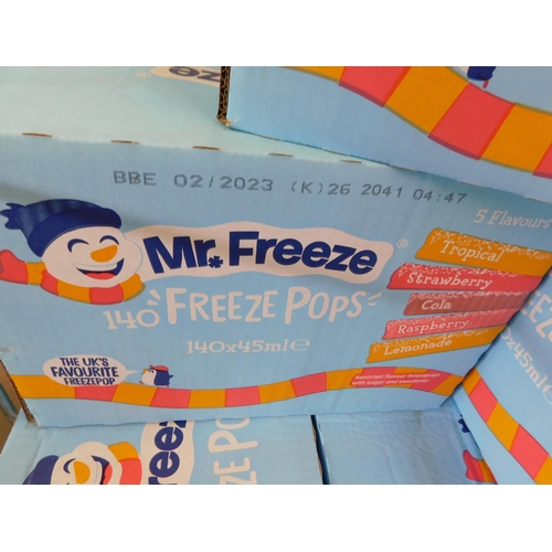 639 - 10x Full boxes of 140 x 45ml Mr Freeze freeze pops - 5x flavours, BB 02/23