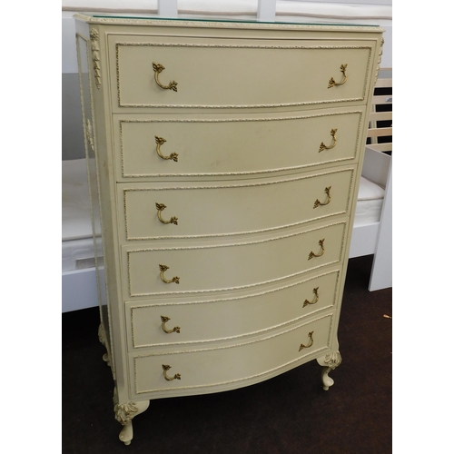 664 - Vintage Regency style 6 drawer chest of drawers