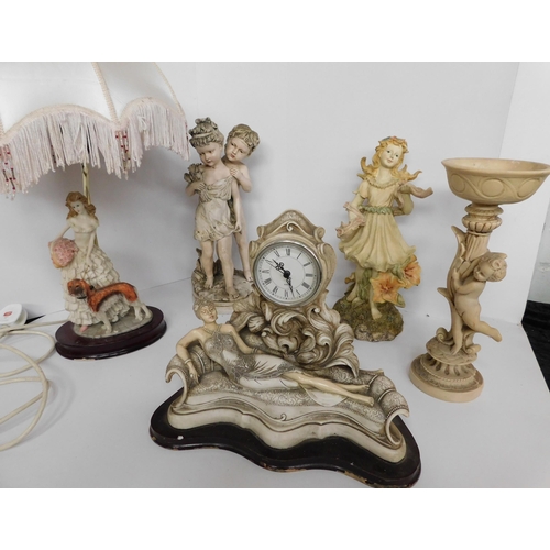 34 - Mixed items including - lamp & clock