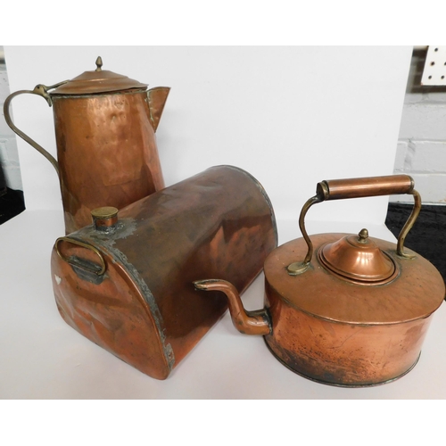 40 - Two - copper kettles & bedwarmer