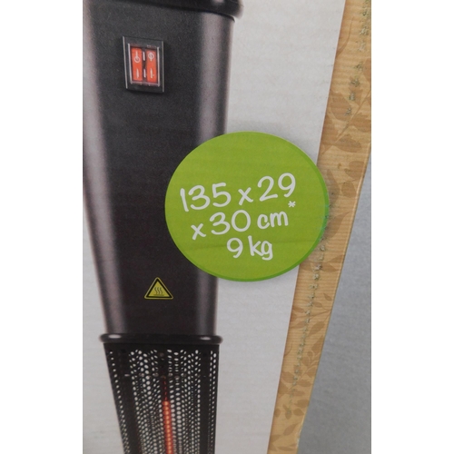 531 - New and boxed multi-function patio heater with light and Bluetooth...