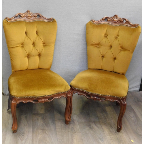 554 - 2 French style button backed chairs