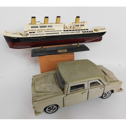 57 - 1950s - wooden car & Titanic model