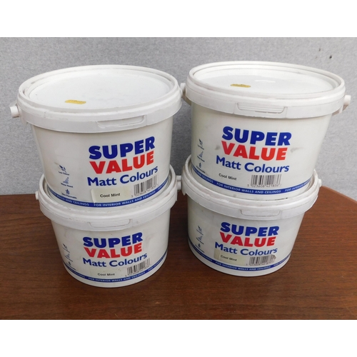 637 - 4x 3L Super value matt paint, cool mint