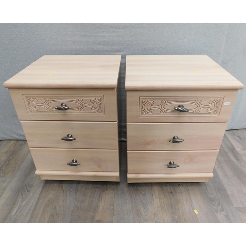 794 - Pair of bleached oak effect bedside drawers