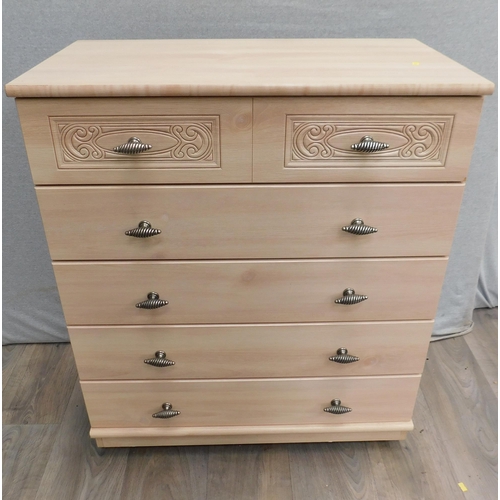 796 - 2 Over 4 bleached oak effect set of drawers