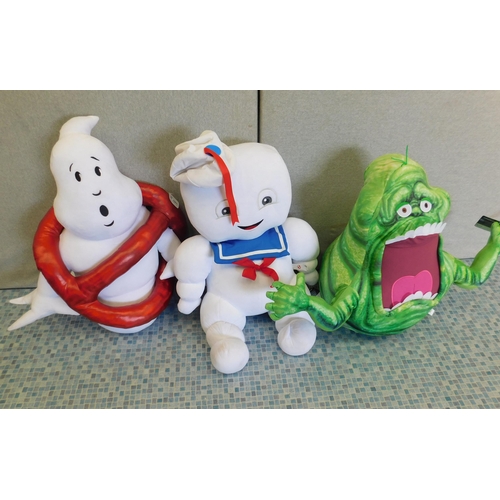 803 - Large 3x New and tagged Ghostbusters soft toys incl. Stay Puft - approx 25