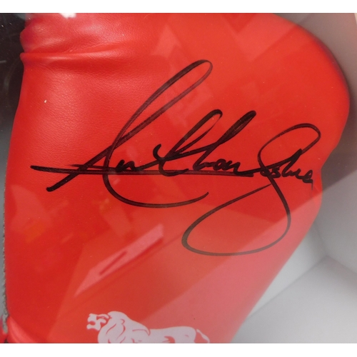 92 - Cased - signed Boxing glove/by Anthony Joshua - with COA