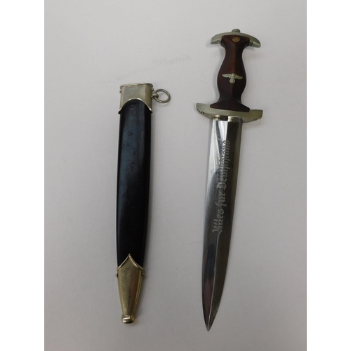 23 - WWII German military style - SS German/3rd Reich type/service dagger - marked on blade & hilt