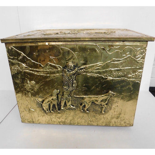 24 - Brass storage box - hunting themed...