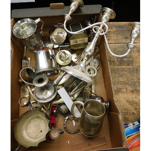 26 - Metalware including - candelabra & tankards...