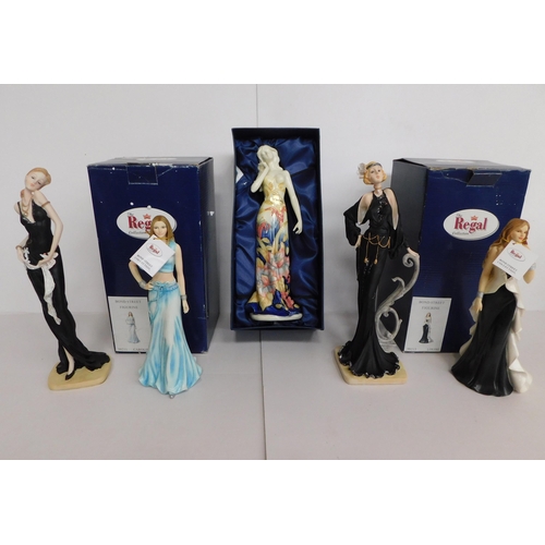 41 - Four - Regal collection figures - & Old Tupton ware figure/ broken finger...