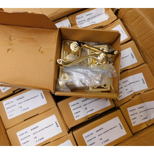 510 - Box of 30 new brass door handles...