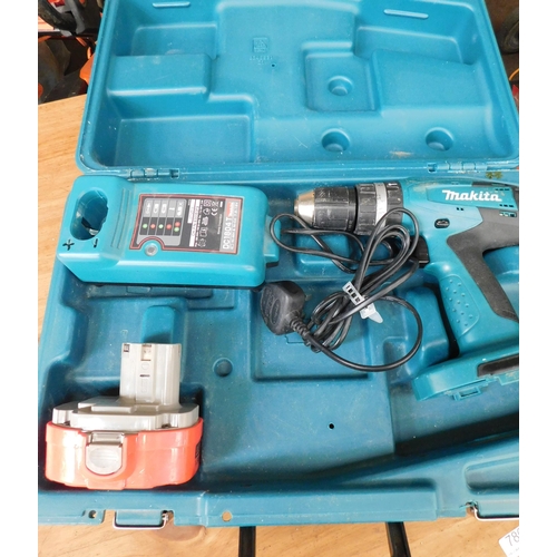 512 - Makita 18v drill in case with battery & charger - unchecked...