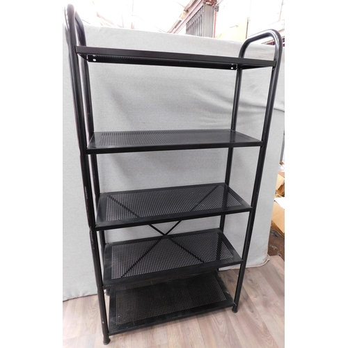 531 - Black metal 5 shelf unit