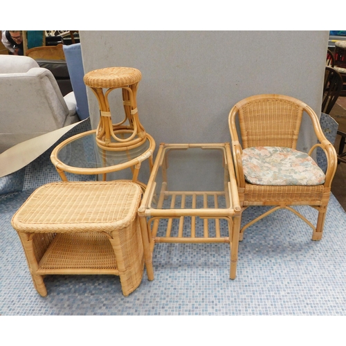 554 - Selection of cane and wicker furniture etc....