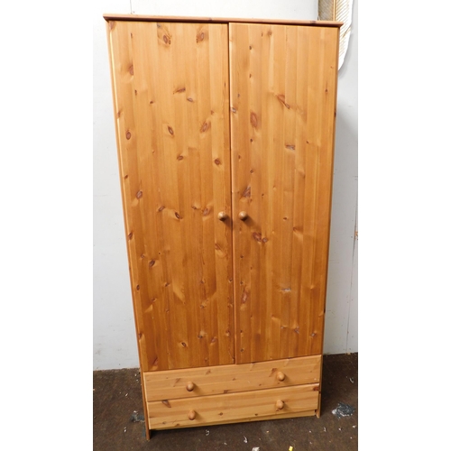 569 - Double pine wardrobe - 2 drawers, approx. 34